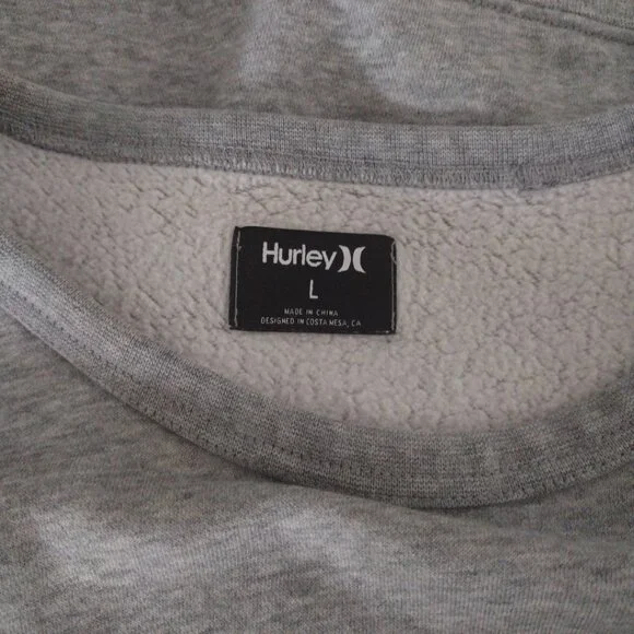 Hurley fleece‎ lined gray women's sweatshirt tropical logo long sleeve Sz L - Picture 9 of 9
